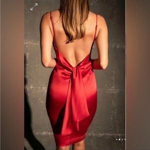 Meshki Tiana Tie Back Satin Cowl Midi Dress Size Small